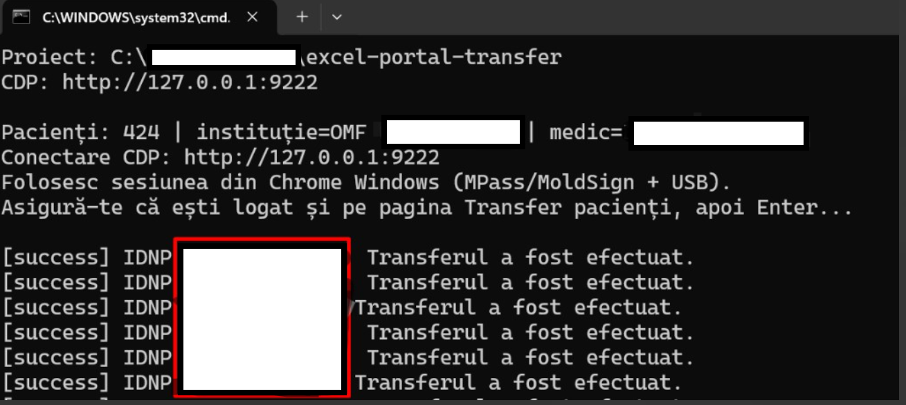 Consolă transfer pacienți